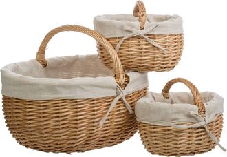 Wanderlust Deco Wanderlust Deco - Set 3 Cestas De Mimbre Marr&oacute;n Forradas