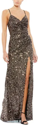 Mac Duggal Sequined Fabric Faux Wrap Gown