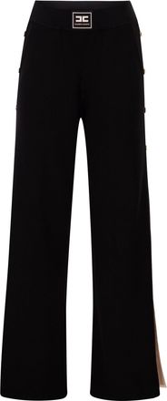 Elisabetta Franchi gebreide broek met glanzende viscosestrepen