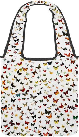 Generic Art Seamless Butterflies Reversible Canvas Shoulder Tote - Double-Sided Print, 12oz Cotton, 27cm Drop, Fold-Flat Bag for Travel, Shopping, Street Outi