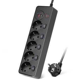OEM Cable Alargador Multicabezal Con 4 Puertos Usb De Carga R&aacute;pida (negro)