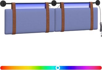 vidaXL Cabecero Colgante Con Luz Led Azul Jeans Pu Antiguo Vidaxl