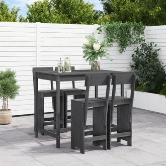 vidaXL Set De Mesa Y Taburetes Altos Jard&iacute;n 5 Piezas Madera Pino Gris Vidaxl