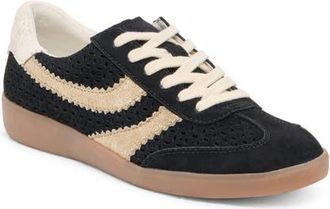 Dolce Vita Merit Perforated Sneaker in Black/gold Leather at Nordstrom, Size 10