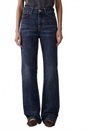 Jeanerica Virgo Mid Rise Straight Leg Jeans In Dark Blue Righe