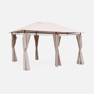 Sweeek Heavy Duty 3x4m Gazebo With Curtains in Beige