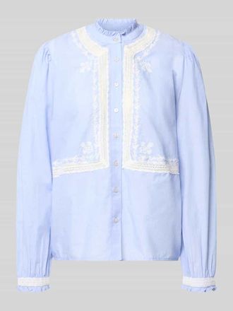 Mango Bluse mit R&uuml;schen&auml;rmeln Modell LEONINE in Hellblau, Gr&ouml;&szlig;e L