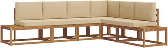 vidaXL 6 Uds. Conjunto De Sof&aacute;s De Exterior Natural Y Beige Vidaxl