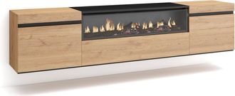 Skraut Home Skraut Home - Mueble Tv, Televisi&oacute;n, Muebles De Sal&oacute;n, Almacenaje, 200x45x35cm, Para Tv Hasta 80, Chimenea El&eacute;ctrica, Colgado, Suspendido, Estilo Mode