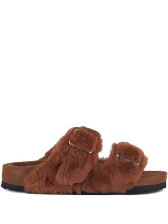 Birkenstock Arizona shearling buckle sandals - women - Sheep Skin/Shearling/Calf Suede/Polyethylene vinyl acetate (PEVA) - 40 Regular - Brown