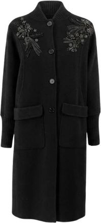 Ermanno Scervino Lange Jas met enkele rij knopen - Dames - Mantel - Zwart - S - Jassen