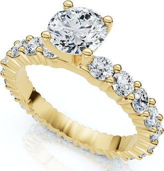 Pompeii3 2 1/4Ct Diamond Eternity Engagement Ring 14k Gold Lab Grown EF/VS