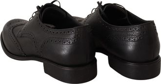 Dolce & Gabbana Mens Black Leather Oxford Wingtip Formal Dress Shoes