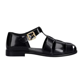 Marc O'Polo Schoenen, Dames, Zwart, 40 EU, Leer, Fiona 3E Platte Sandaal