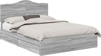 vidaXL Storage Bed Grey Sonoma 140 x 200 cm Engineered Wood vidaXL