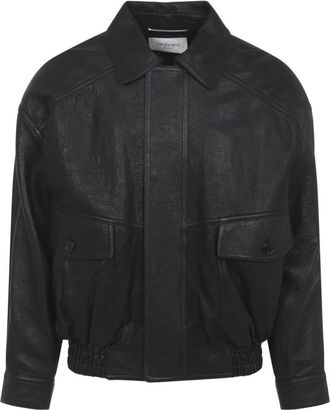 Saint Laurent Black Spread Collar Leather Jacket
