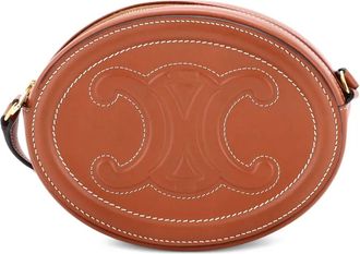 Celine Triomphe Oval Leather Mini crossbody bag - Bruin