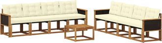 vidaXL Conjunto De Sof&aacute;s De Exterior 9 Uds. Natural Y Crema Vidaxl