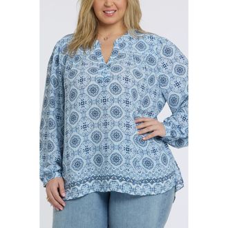 NYDJ Trinity Long Sleeve Top in Azure Sky at Nordstrom, Size 3X