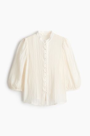 H&M Bluse mit Ballon&auml;rmeln - Weiss