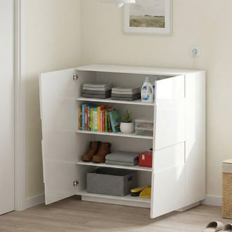 Dmora Armario Multiusos 2 Puertas Zulimo, Armario Multifuncional, Armario De 2 Puertas, 120x44h126 Cm, Blanco, Con Embalaje Reforzado - Dmora