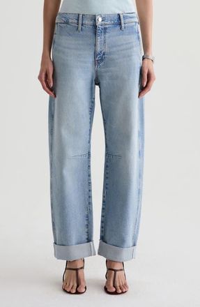 AG - Adriano Goldschmied Mercer Cuffed High Waist Barrel Jeans in Highway 29 at Nordstrom, Size 33