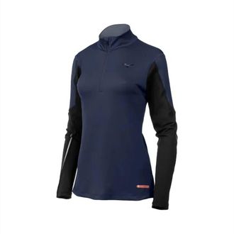 Mizuno Womens Breath Thermo Half Zip Top In Indigo/black