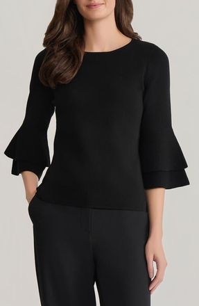 Kasper Double Flare Sleeve Sweater in Black at Nordstrom, Size X-Small