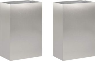 vidaXL Macetero De Jard&iacute;n 2 Uds. Plateado 40 X 30 X 75 Cm Vidaxl