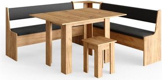 Vicco Conjunto Con Banco Esquinero Roman, Roble Dorado, 180 X 41.5 Cm Con Mesa, Vicco