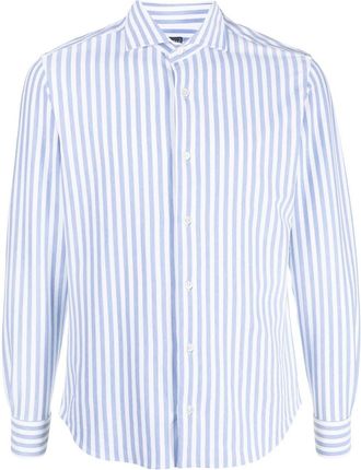 Fedeli stripe-pattern long-sleeve shirt - men - Cotton/Polyamide/Elastane - 44 - Blue