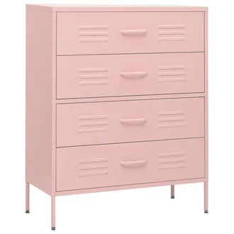vidaXL Armario De Cajones De Acero Rosa 80x35x101,5 Cm Vidaxl