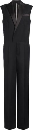 Dondup Sleeveless Jumpsuit with Satin Lapels and Wide-Leg Design