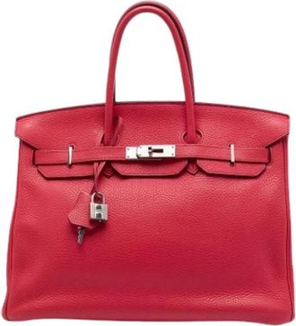 Herm&egrave;s Pre-owned Birkin 35 - Dames - Vintage Handtas - Rood - ONE Size - Leer - Vintage