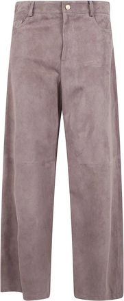 Max Mara Lederbroek - Dames - Leren Broeken - Roze - S - Broeken