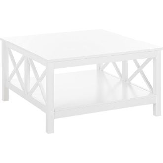Beliani Beliani - Mesa De Centro Tablero Cuadrado Blanco 2 Niveles Base En Forma De X Boho Lotta