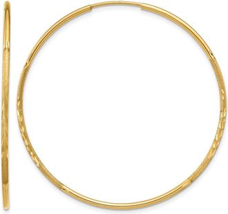 Diamond2Deal 14k Yellow Gold 1.25mm Diamond-cut Round Hoop Earrings 41 mm
