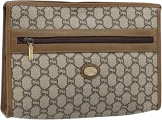 Gucci Pre-owned Vintage GG Canvas Clutch - Dames - Vintage Clutch - Beige - ONE Size - Leer - Vintage