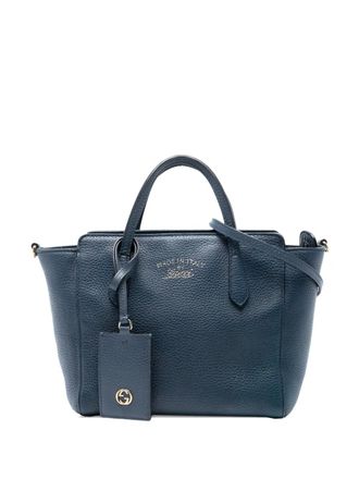Gucci 2016-2025 Mini Leather Swing satchel - women - Calf Leather - One Size - Blue
