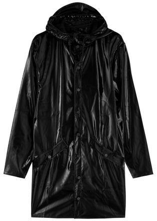 Rains Hooded Coated Waterproof Jacket - Black - S (UK8-10 / S)