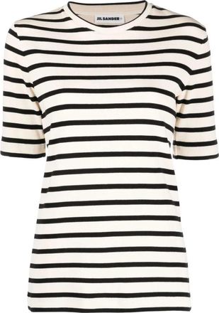 Jil Sander T-shirt met ronde hals - Dames - T-shirts - Veelkleurig - M - Katoen - Tops