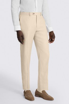 Moss Tailored Fit Neutral Twill Linen Trouser