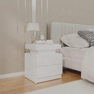 Berkfield Home Bedside Cabinet High Gloss White 45x35x52 cm Engineered Wood | Size: 45 x 35 x 52 cm