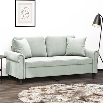 vidaXL Sof&aacute; De 2 Plazas Con Cojines Terciopelo Gris Claro 140 Cm Vidaxl