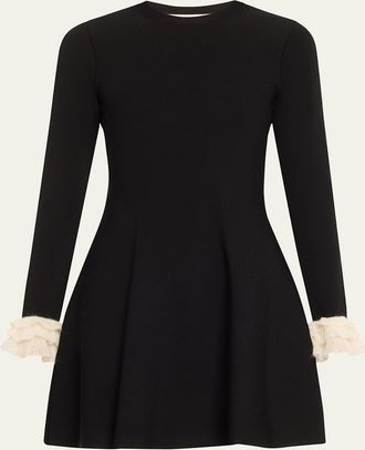 Valentino Garavani Long-Sleeve Ruffle-Cuff Mini Dress