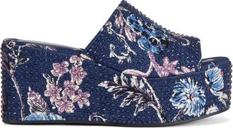 Azalea Wang Rosalind Wedge Sandal in Blue Multi at Nordstrom, Size 10