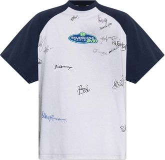 Balenciaga T-shirt met print - Heren - T-shirts - Grijs - M - Katoen - Tops