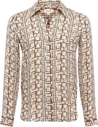 L'agence Nina blouse met geometrische print - Beige