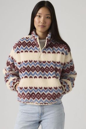 Levi's Sudadera de sherpa con cremallera de un cuarto Gemma - Mujer - XS - Multicolor / Fleece Diamond Geo White Swan