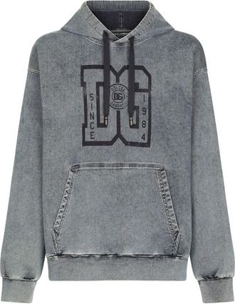Dolce & Gabbana Denim Logo Hoodie - Heren - Hoodies - Grijs - XL - Denim - Hoodies & sweatvesten